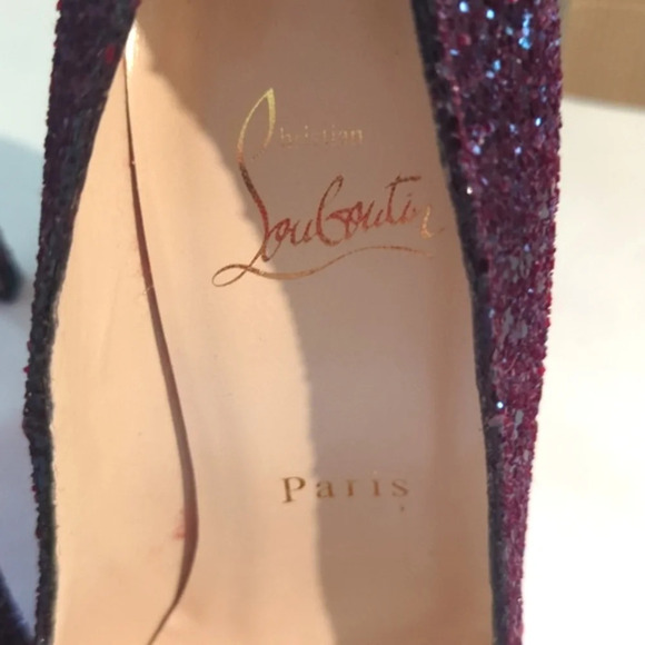 Christian louboutin Ron Ron oxblood dark cherry glitter red sole heels size 6 - Picture 6 of 15
